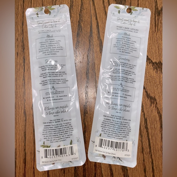 Ryan & Rose Silicone Roper Cutie Clip Olive & Stream 0M+ NEW, Set Of 2 Clips - Picture 6 of 6